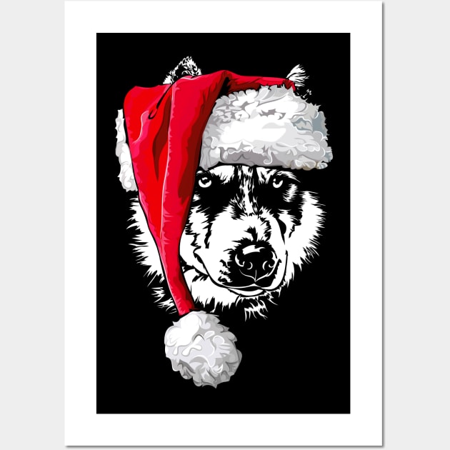 Funny Siberian Husky Santa Christmas dog mom gift Wall Art by wilsigns